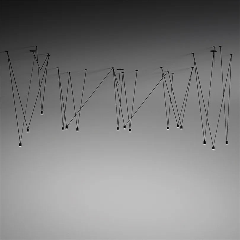 ثريا سلكية LED هندسية من DecorBites™ - مصباح عنكبوتي للديكور المنزلي الصناعي