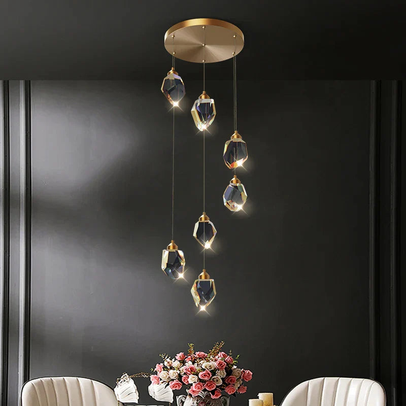 DecorBites™ Crystal Loft Chandelier for Villa Duplex, Large Pendant Lighting for Stairwell