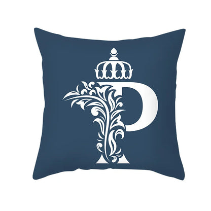 DecorBites™ Blue Letter Pillowcase Solid Color Fleece Sofa Cushion, 45x45CM