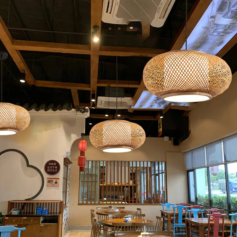 DecorBites™ Japanese Bamboo Pendant Light for Kitchen and Hotel Decor