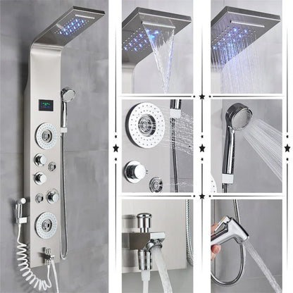 DecorBites™ LED Rainfall Shower Panel System with Temperature Screen