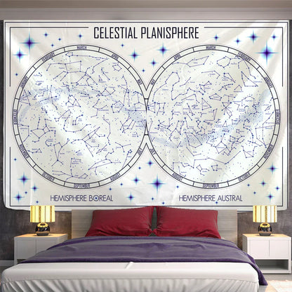 Decobites Sun Constellation Compass Mandala Tapestry - Celestial Hippie Wall Hanging