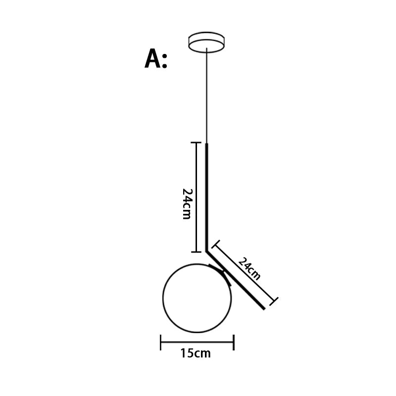 Lámpara colgante LED de bola de cristal DecorBites™ para bares y restaurantes - Estilo nórdico