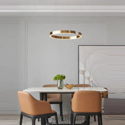 Chandelier LED Decorbites™: Patrón de Anillos Redondos, Oro, Diseño Moderno para Sala de Estar, Comedor, Dormitorio, Cocina.
