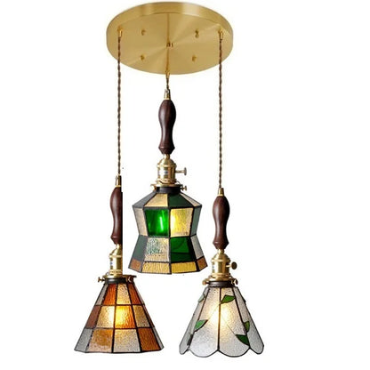 DecorBites™ Glass Copper Pendant Light with Wood Knob Switch: Modern Nordic LED Hanging Lamp