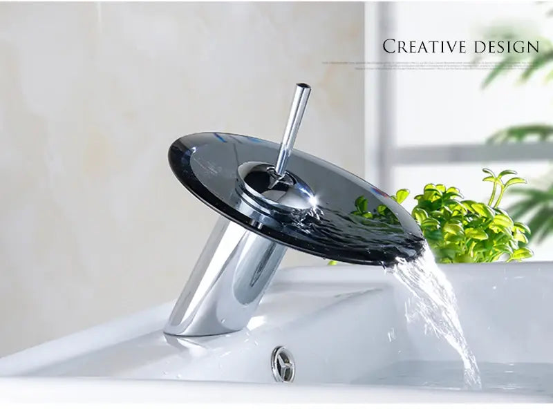 DecorBites™ Glass Waterfall Basin Sink Faucet