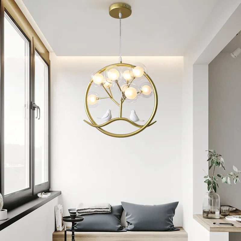 DecorBites™ Gold Glass Ball Chandelier Nordic Design for Home Dining Kitchen Restaurant Hallway