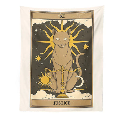 Decobites Cat Divination Tarot Card Tapestry Moon Phase Wall Hanging Décor