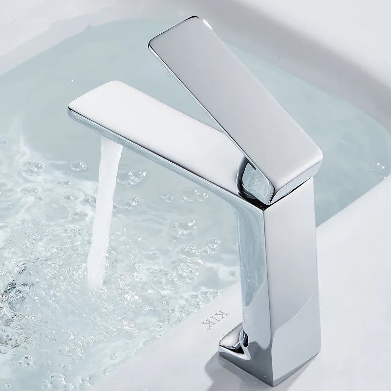Grifo de Lavabo Gold Basin™ Decorbites: Grifo Mezclador Moderno para Lavabo de Baño, Control de Agua Caliente y Fría