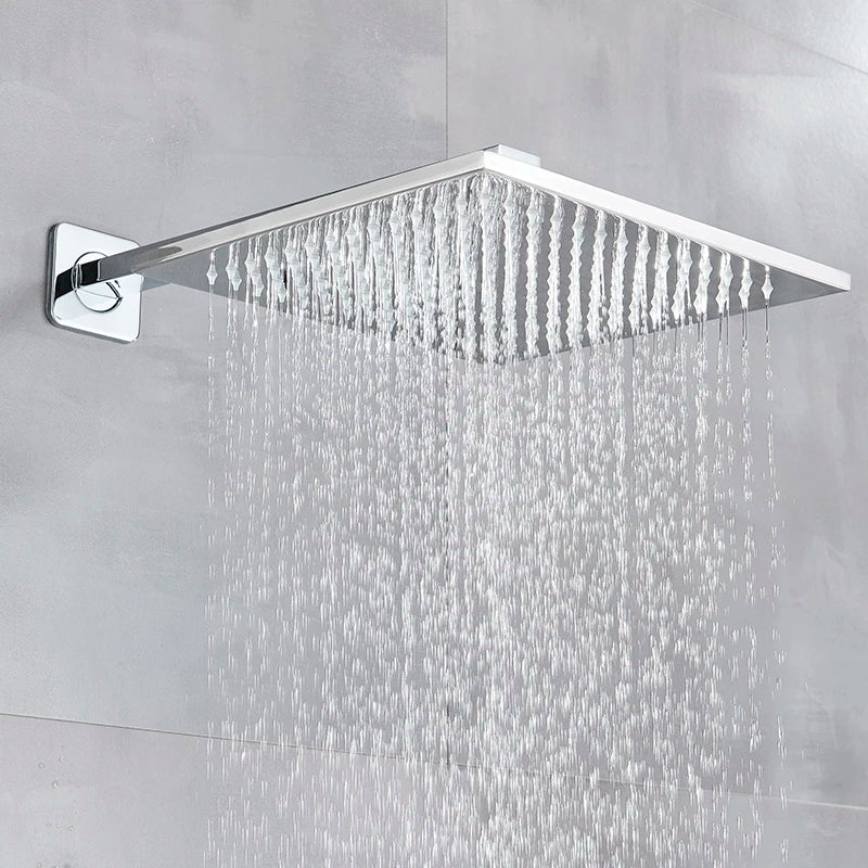 رأس دش مطري LED مربع من النحاس من DecorBites™ مقاس 8 بوصات مع ذراع تثبيت على الحائط