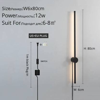 ديكوربايتس™ مصباح حائط LED أسود لغرفة المعيشة وغرفة النوم