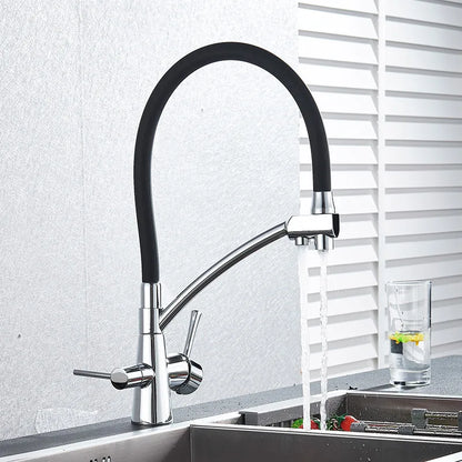 DecorBites™ Dual Spout Dual Handles Kitchen Faucet with Hot and Cold Mixer for Pure Water