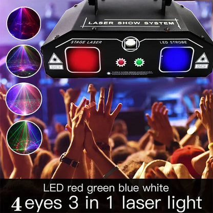 Decorbites™ Luz Láser de Haz DJ para Escenario con DMX512 Efecto Estroboscópico Musical Iluminación para Fiestas