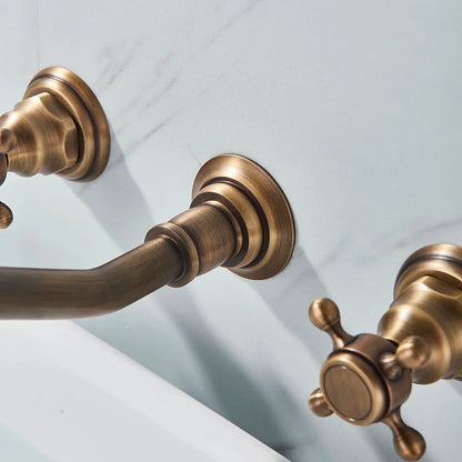 Grifo de lavabo DecorBites™ negro: Mezclador de agua fría/caliente para montaje en pared para lavabo de baño