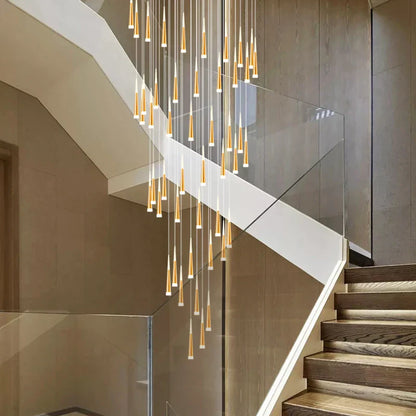 DecorBites™ LED Spiral Chandelier Black Chrome Gold Pendant Light Modern Stairwell Lighting