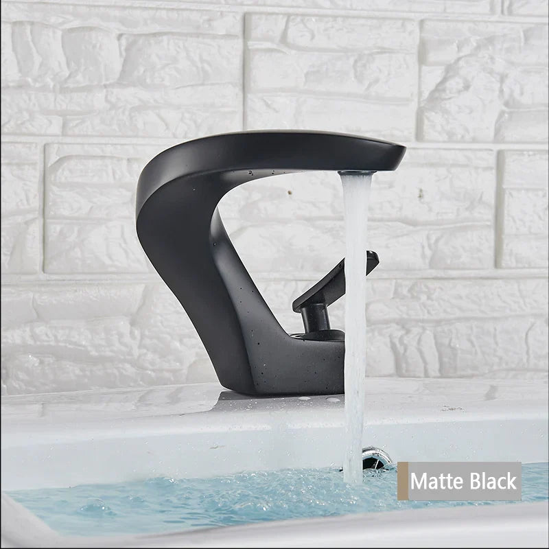 DecorBites™ Brushed Gold Basin Faucet: Modern Brass Deck Mount Bathroom Mixer Tap