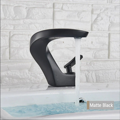DecorBites™ Brushed Gold Basin Faucet: Modern Brass Deck Mount Bathroom Mixer Tap