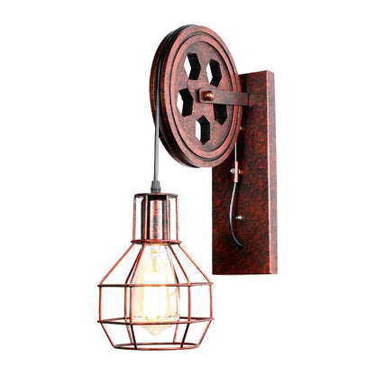 DecorBites™ Industrial Pulley Wall Lamp Adjustable Sconce Light Fixture Loft Cafe Bar