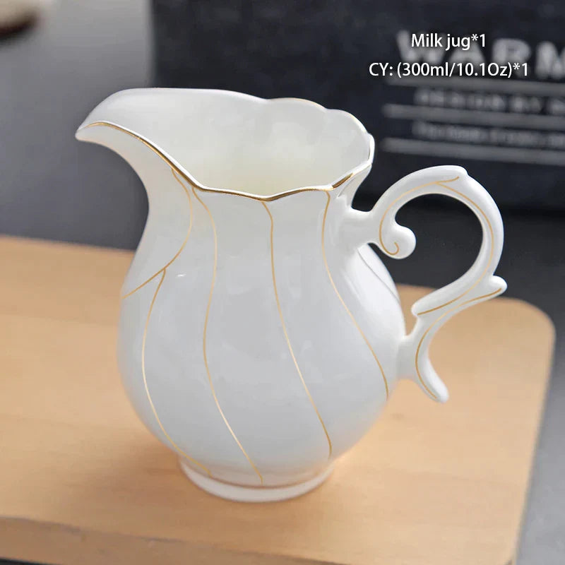 Jarra de leche DecorBites™ de porcelana fina: elegante jarra de cerámica para crema, té, café o espresso.