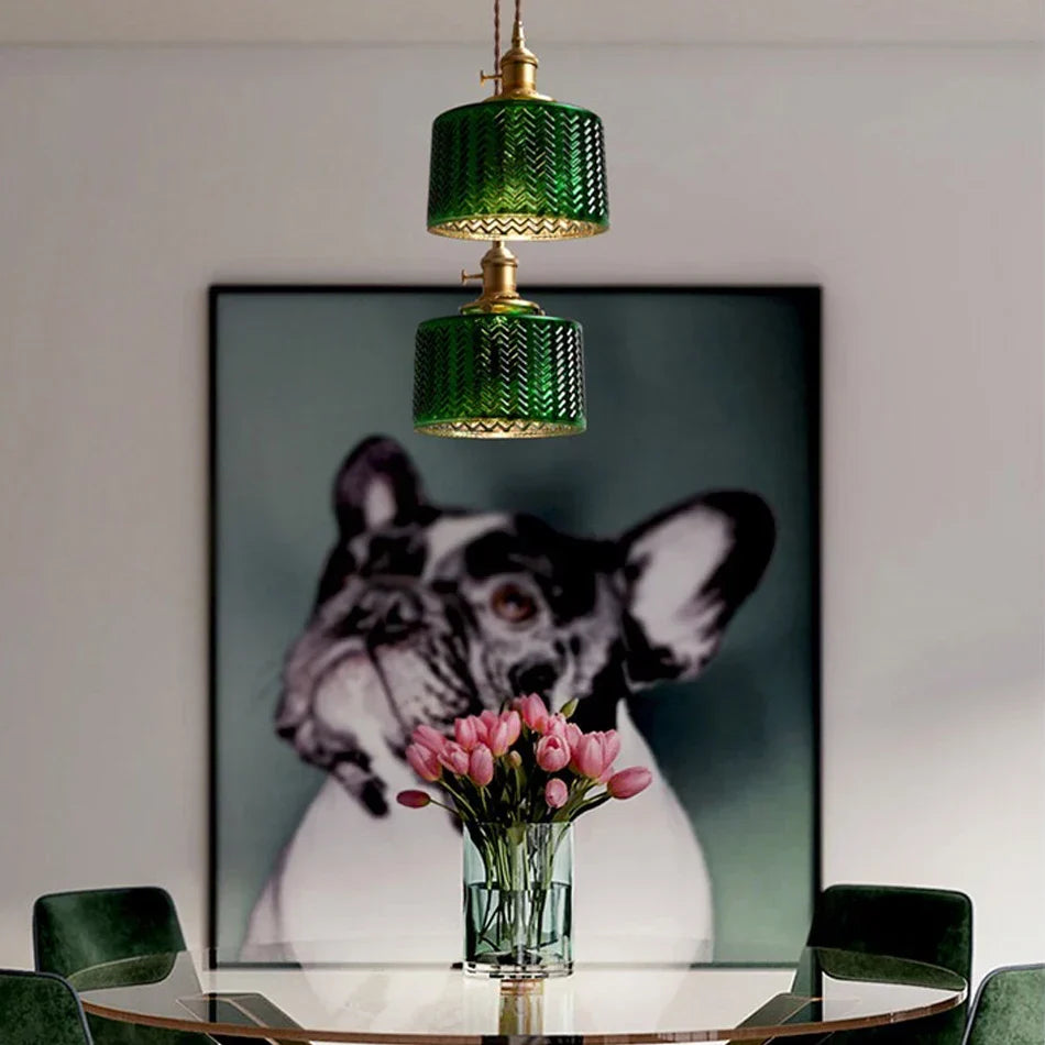 DecorBites™ Green Glass LED Pendant Light - Stylish Lighting Fixture for Modern Interiors