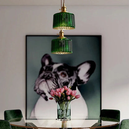 DecorBites™ Green Glass LED Pendant Light - Stylish Lighting Fixture for Modern Interiors