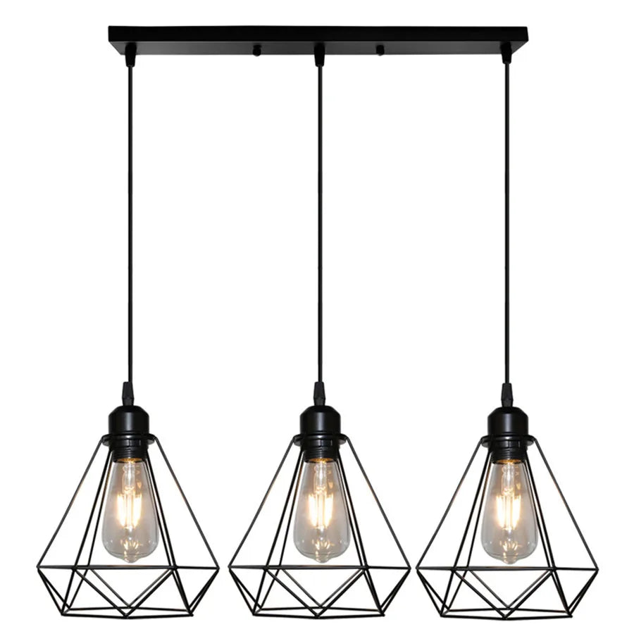 DecorBites™ Diamond Cage Wrought Iron Pendant Light for Dining Room and Kitchen Island