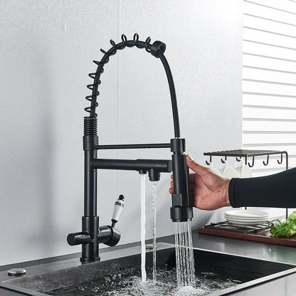 Grifo Filtro de Agua para Cocina Decorbites™: Mezclador de Tres Picos, Rotación de 360°, Purificación de Agua Pura