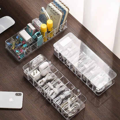 DecorBites™ Cable Storage Box: Transparent Desk Organizer for Wire Management