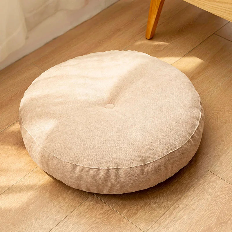 DecorBites™ Linen Round Floor Cushion for Meditation Yoga Sofa Chair Bed