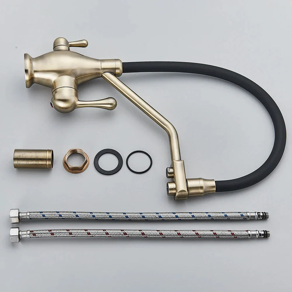 DecorBites™ Gun Gray Kitchen Faucet Drinking Pure Water Tap Hot Cold Dual Handle