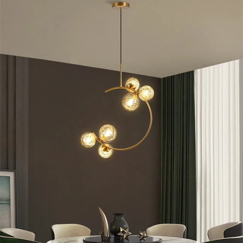 DecorBites™ Gold Glass Ball Chandelier for Living Room Kitchen Bedroom - 220V 110V