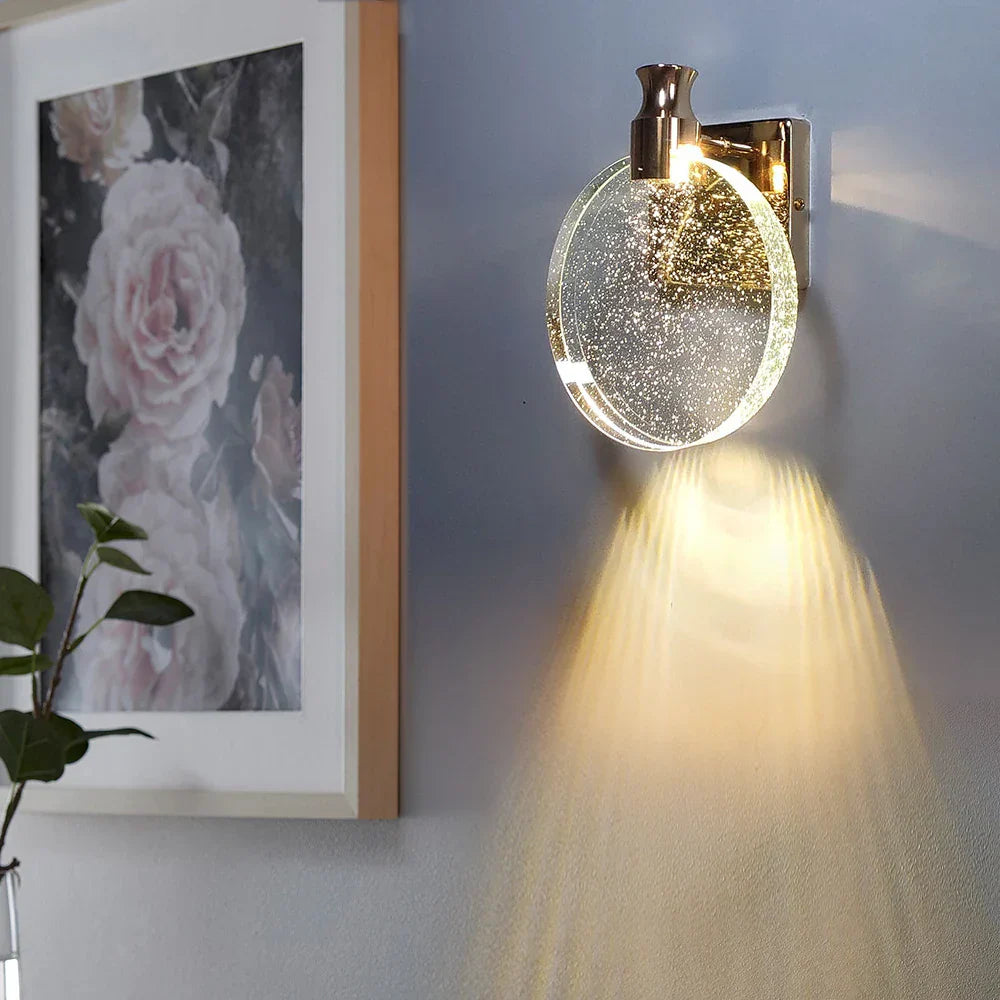 DecorBites™ Crystal Wall Lamp: Modern Bedside Sconce for Bedroom, Living, Dining, Makeup