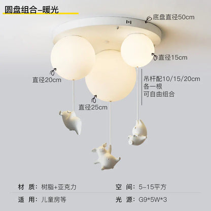 DecorBites™ Flying Pig Resin LED Ceiling Light Kids Bedroom Lamp Deco Fixtures