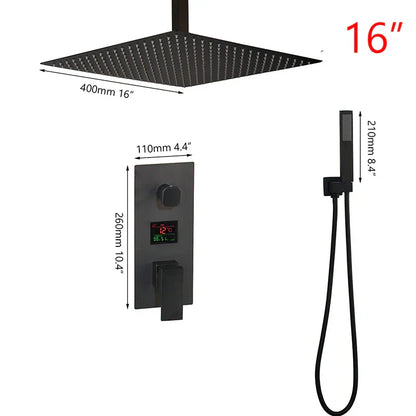 DecorBites™ Black Digital Shower Faucet, Matte Black Finish, Thermostatic Temperature Display