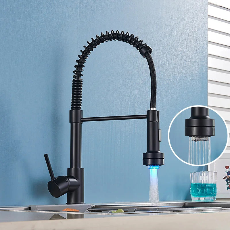 Grifo de cocina extraíble DecorBites™ de níquel cepillado - Mezclador de agua fría y caliente con rotación de 360°