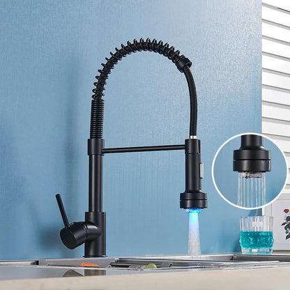 Grifo de cocina extraíble DecorBites™ de níquel cepillado - Mezclador de agua fría y caliente con rotación de 360°