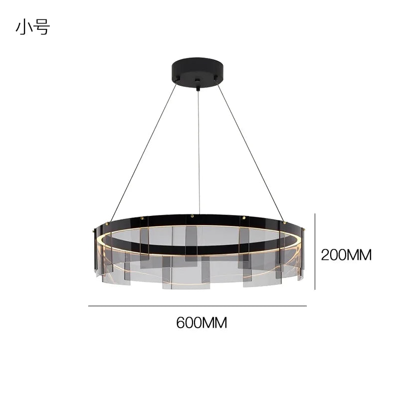 DecorBites™ LED Glass Ring Pendant Lights: Modern Iron Art Hanging Lamps for Home Décor