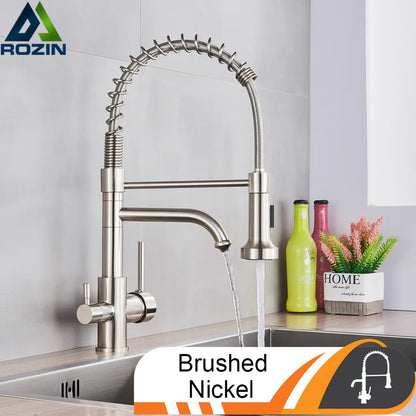 Decorbites™ Bürstennickel Küchenarmatur mit Drehschenkel und Filter-Wasserhahn