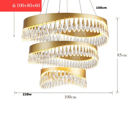 DecorBites™ Golden Crystal Stainless Steel Chandelier for Dining Room