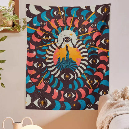 Moon Phase Girl Tapestry Boho Wall Hanging by Decobites - Psychedelic Room Decor & Wall Art