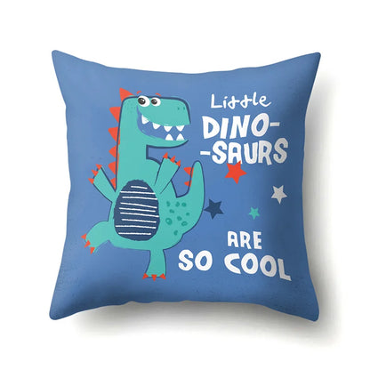 DecorBites™ Dino Baby Pillowcase: Cute Dino Drive Car Letter Cushion Cover for Bedroom Decor