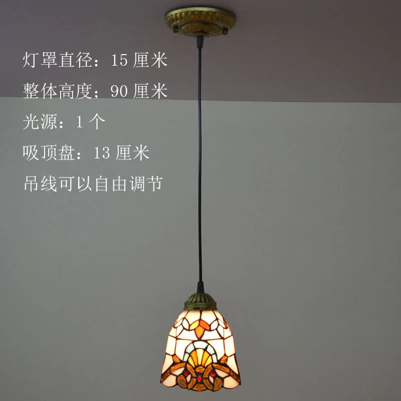 DecorBites™ Baroque Tiffany Pendant Light Stained Glass Chandelier for Home Dining Room E27