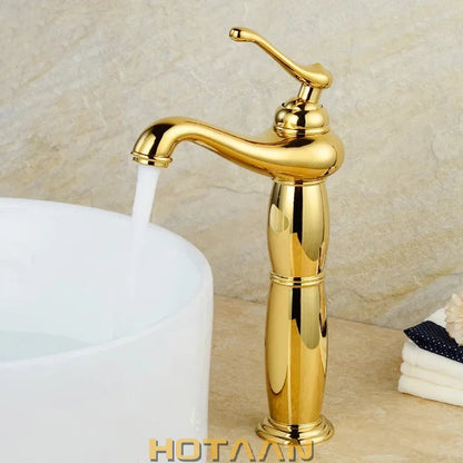 DecorBites™ Gold Brass Tall Basin Faucet: Luxurious European Style Mixer Tap Y-5062