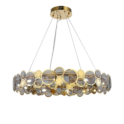 DecorBites™ Gold Iron Glass Chandelier Lighting for Dinning Room