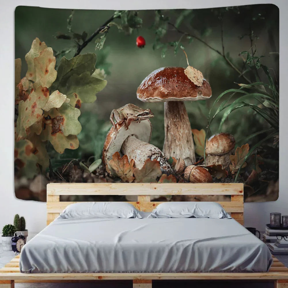 Decobites Mushroom Marble Swirl Tapestry | Natural Landscape Boho Hippie Decor