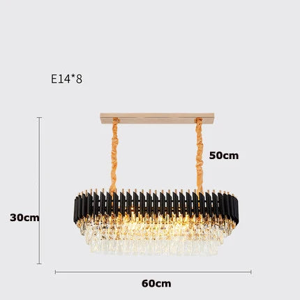 Lámpara de araña LED transparente negra cristalina DecorBites™ para vestíbulo de escalera