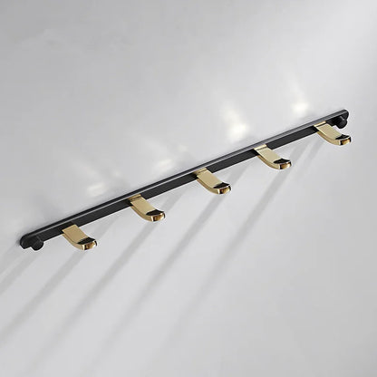 DecorBites™ Brass 5-Hook Robe Rack in Black Gold for Wall Mount Towel & Clothes Storage