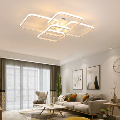 FANPINFANDO Rectangle Acrylic Aluminum Modern Led Ceiling Lights For Living Room Bedroom White/Black Led Ceiling Lamp Fixtures