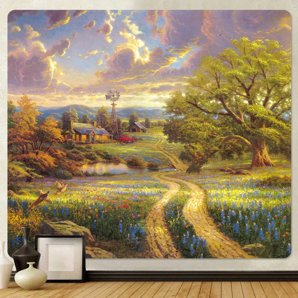 Decobites Forest Fairy Tale Cottage Home Decoration Art Tapestry Hippie Wall Hanging