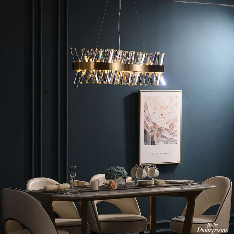 Lámpara de araña LED de cristal dorado Decorbites™ para comedor